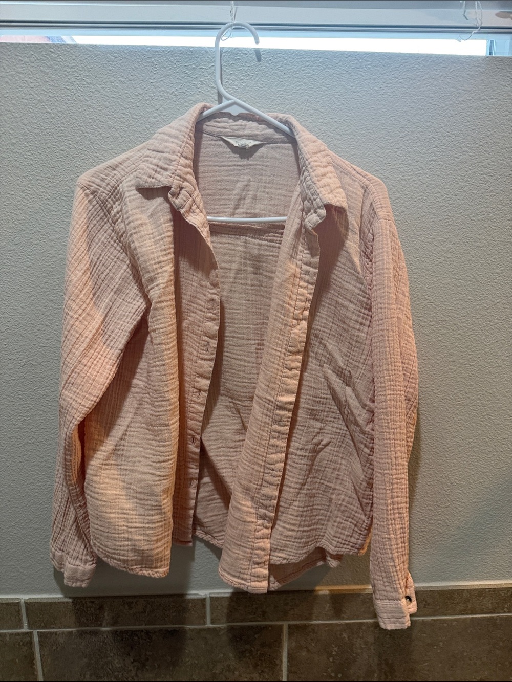 Light Pink Quilted Button-Down Shirt Jacket